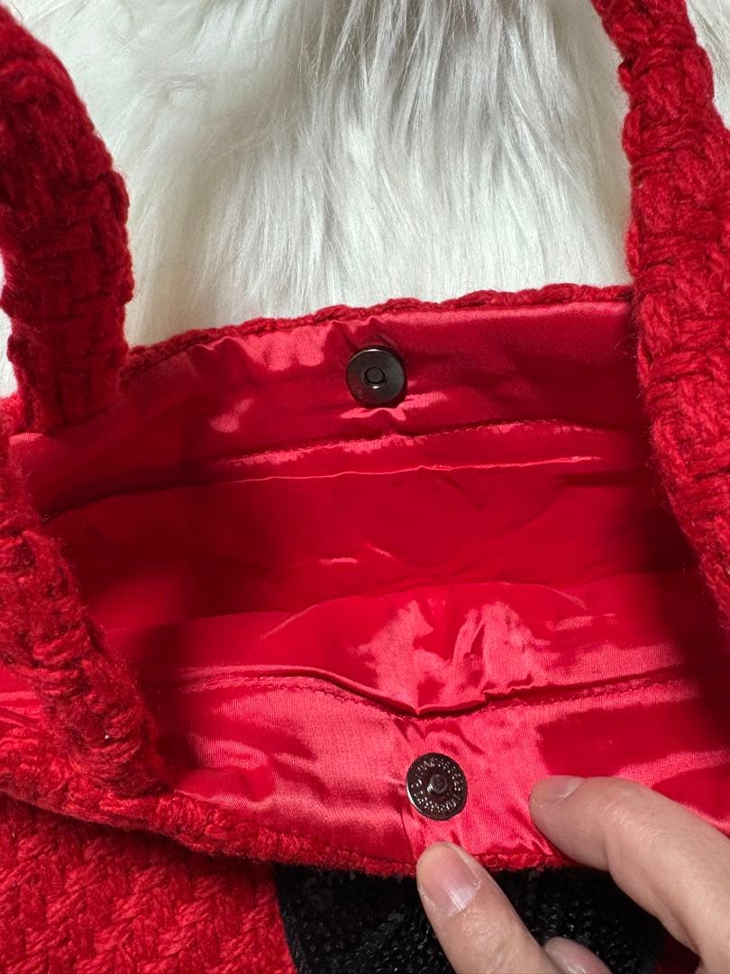 ケ*ン様 シャネル CHANEL ニット編み レッド＆ブラック スパンコール ト