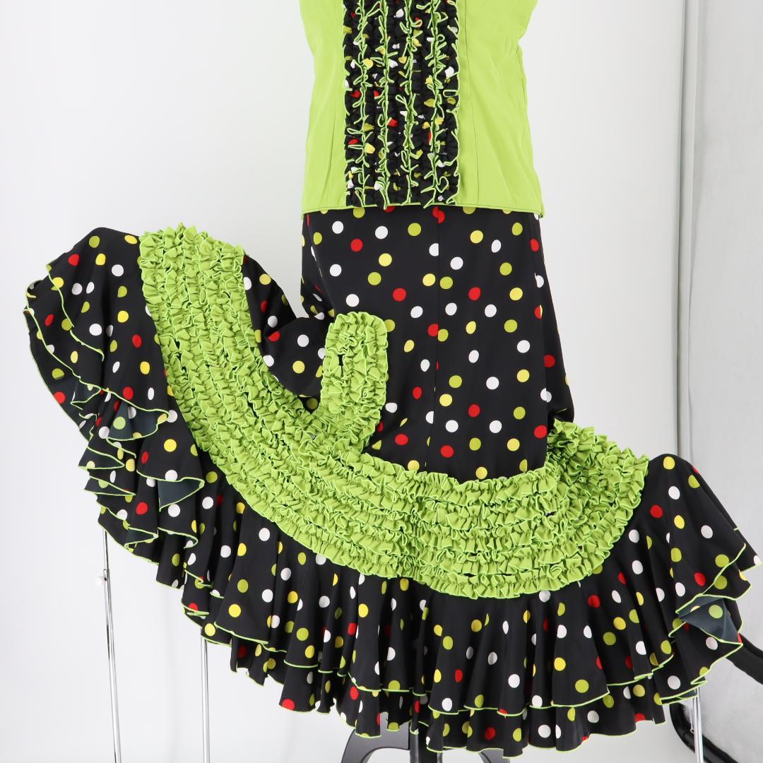 【美品 フラメンコ衣装】マルチカラー×胸元フリル ブラウス ファルダ シージョ