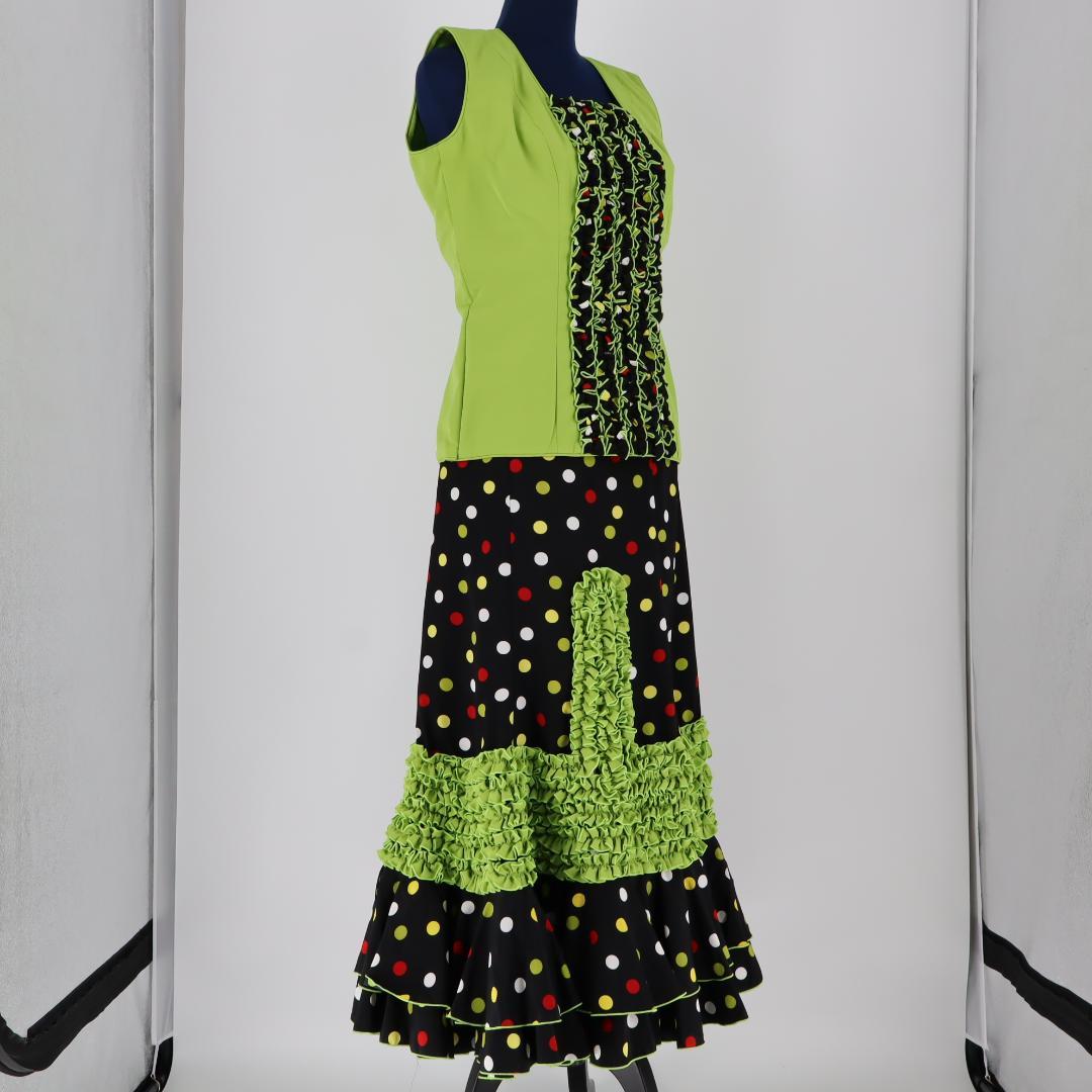 【美品 フラメンコ衣装】マルチカラー×胸元フリル ブラウス ファルダ シージョ