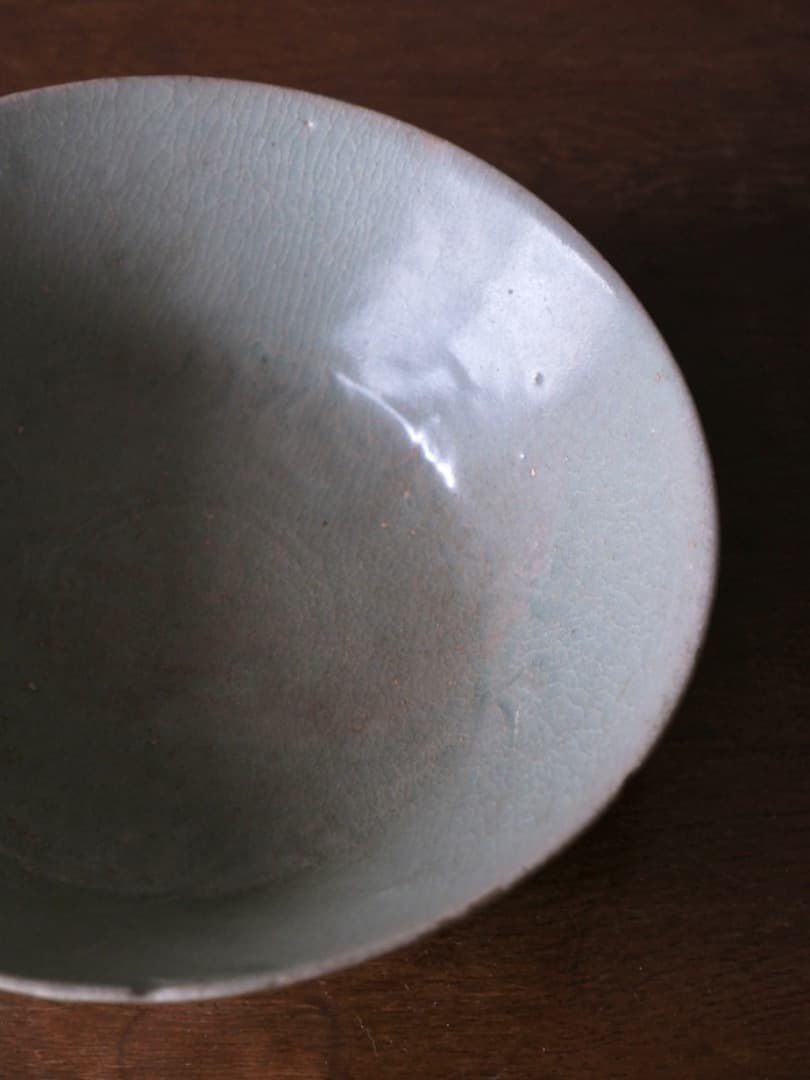 青磁鉢　茶碗　高麗青磁　陰刻文皿　箱付　茶道具　Q1784