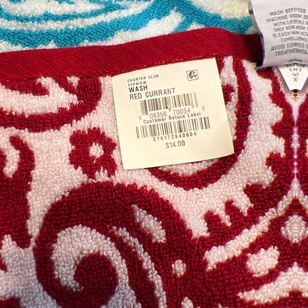 ペイズリー柄 タオルセット バス用 赤と青　ハワイで購入