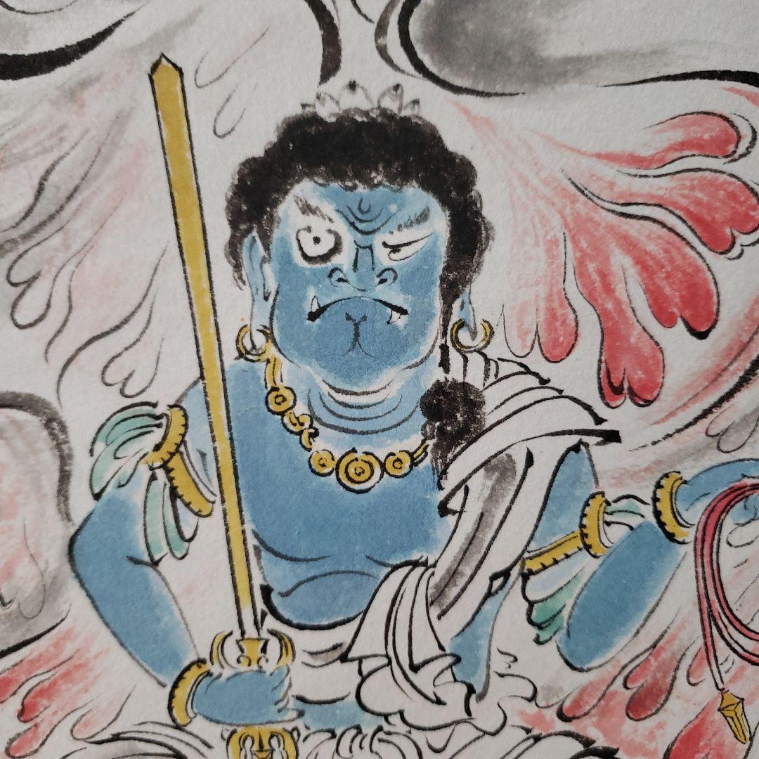 Ｂフライデー　肉筆掛軸★不動明王半跏坐像図 沙羅應画★高さ：約160cm