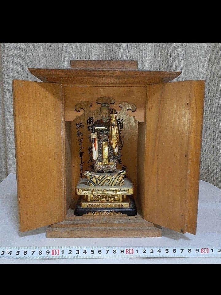 極彩色　稲荷明神　仏像　神像　　厨子