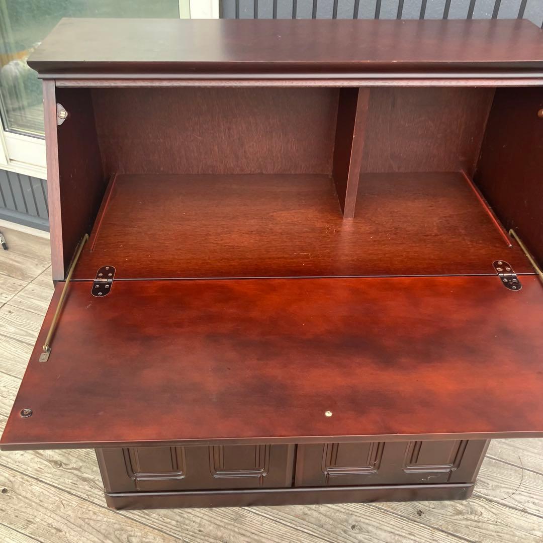 上ヶ嶋木工 旭川家具 英国クラシック 木製ライティングビューロ サイドボード文机