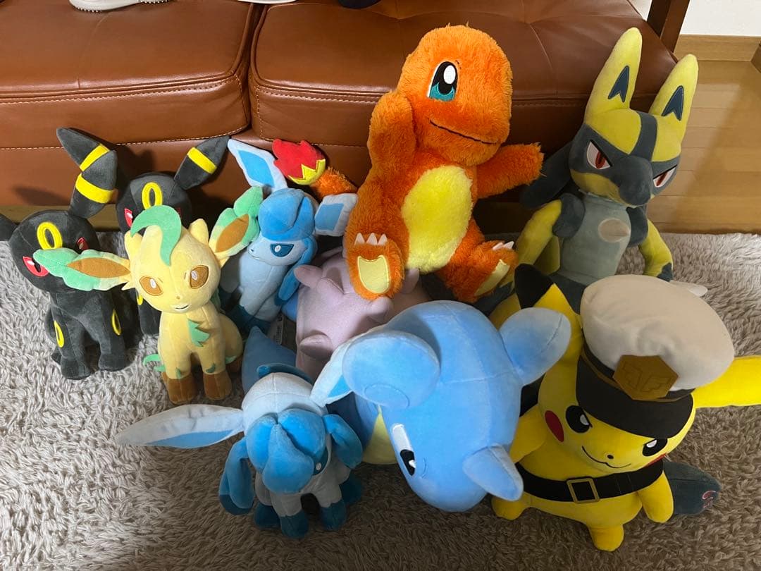 ポケモン　ぬいぐるみ　ピカチュウ　ブラッキー　ヒトカゲ　ルカリオ　ラプラス
