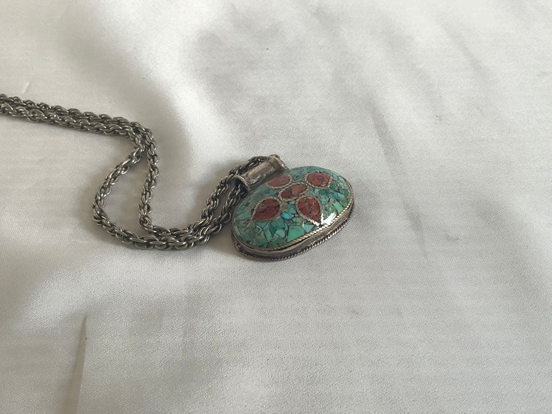 古い中央アジアSV伝統工芸「象嵌細工ペンダントヘッド」