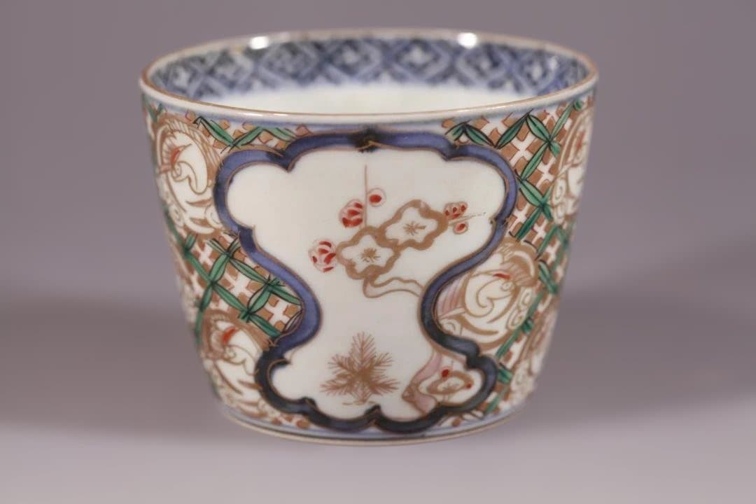 627　古伊万里大振上手色絵蕎麦猪口　無傷美品　江戸中期