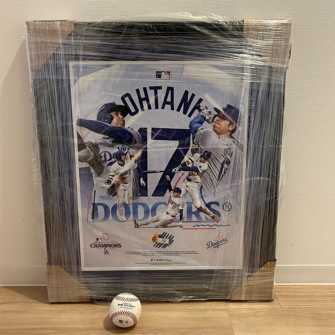 大谷翔平 ワールドシリーズ 初優勝記念 50/50使用球入り 巨大アートフレーム