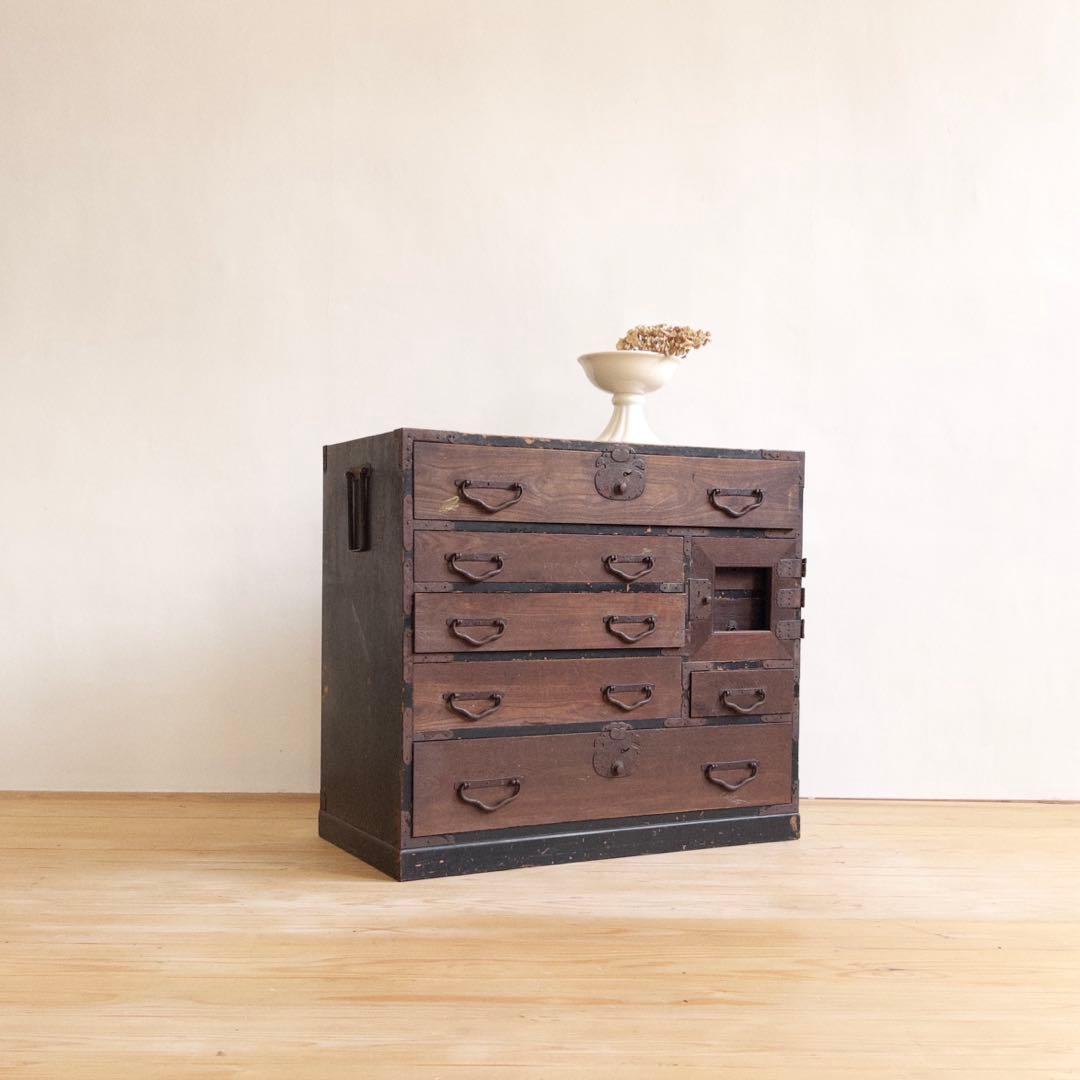 和箪笥　小ぶり　希少　横幅約69.5㎝　5段　アンティーク　骨董　古道具　古家具