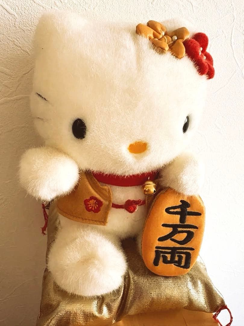 レア！ハローキティ　福まねき・招き猫（金座布団）☆タグ付き☆2000年