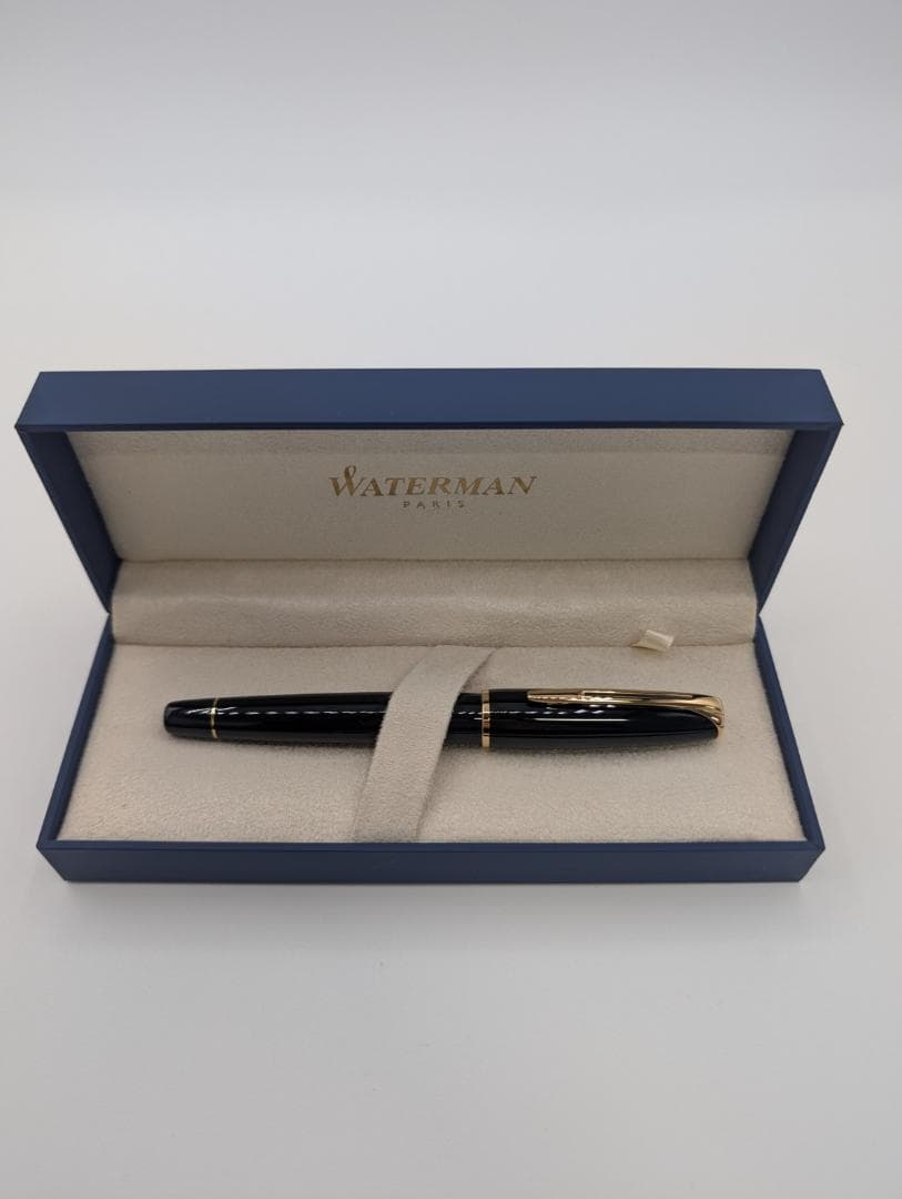 希少新品 ウォーターマン 万年筆 M 中字 チャールストン エボニーブラックGT