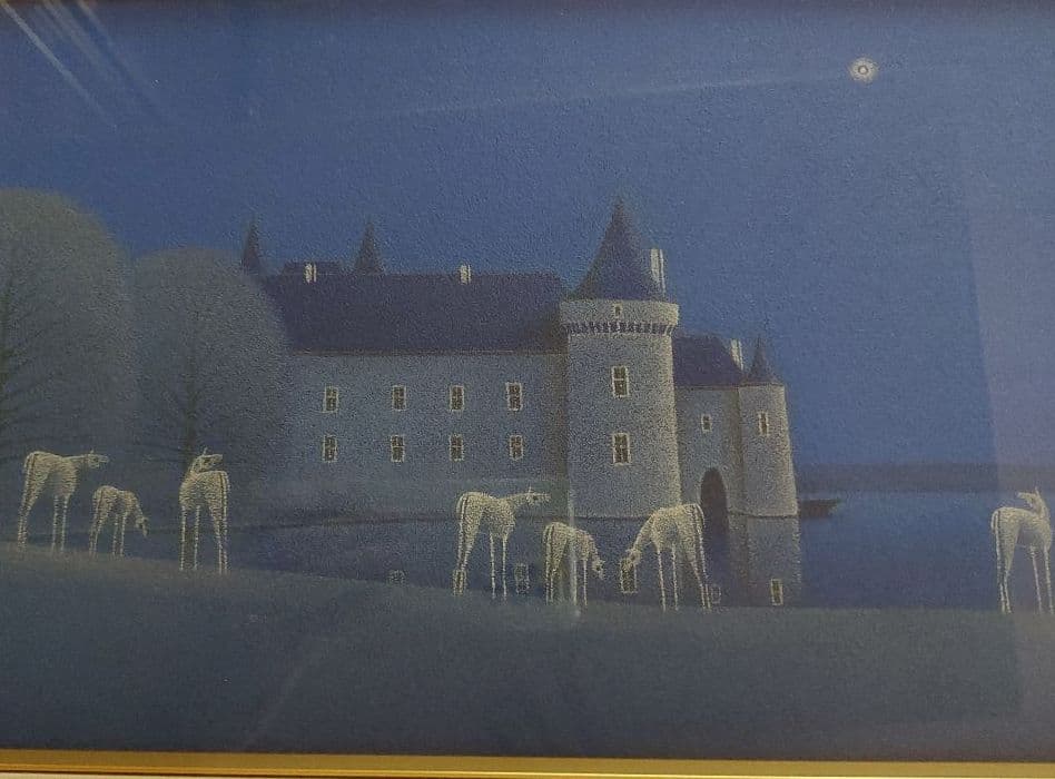 松浦敬文　水辺の城　油彩画