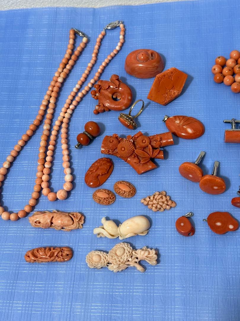 珊瑚 サンゴアクセサリー 珊瑚玉 14k金珊瑚指輪 265グラム