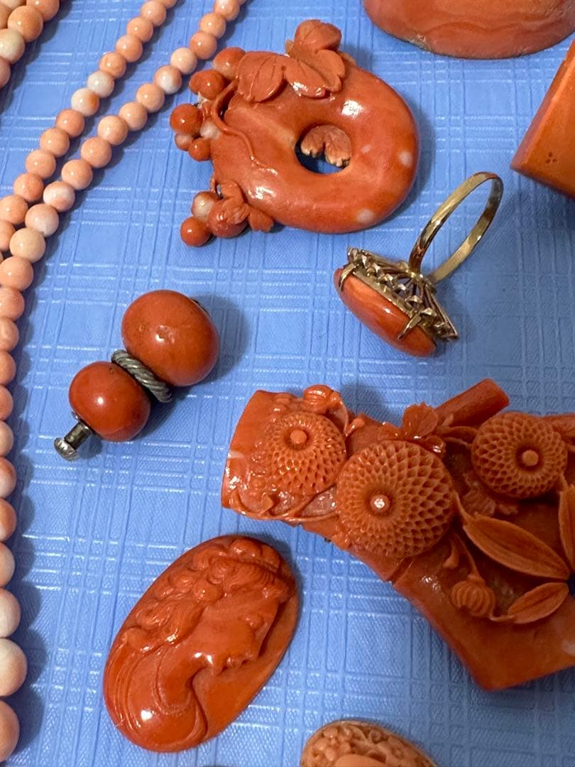 珊瑚 サンゴアクセサリー 珊瑚玉 14k金珊瑚指輪 265グラム