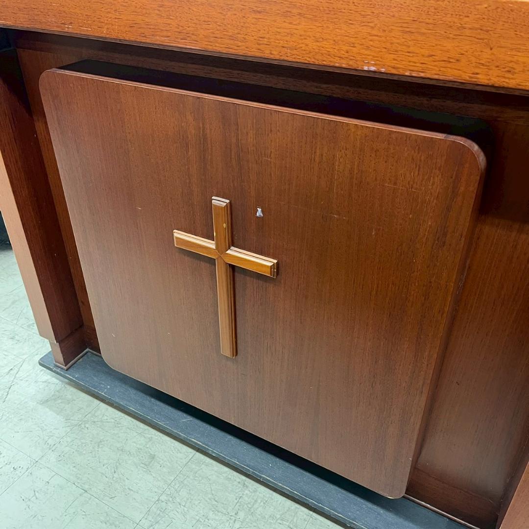 K◆ 中古 講壇 教会家具 教会用品 説教台 講演台 講義台 宗教 木製