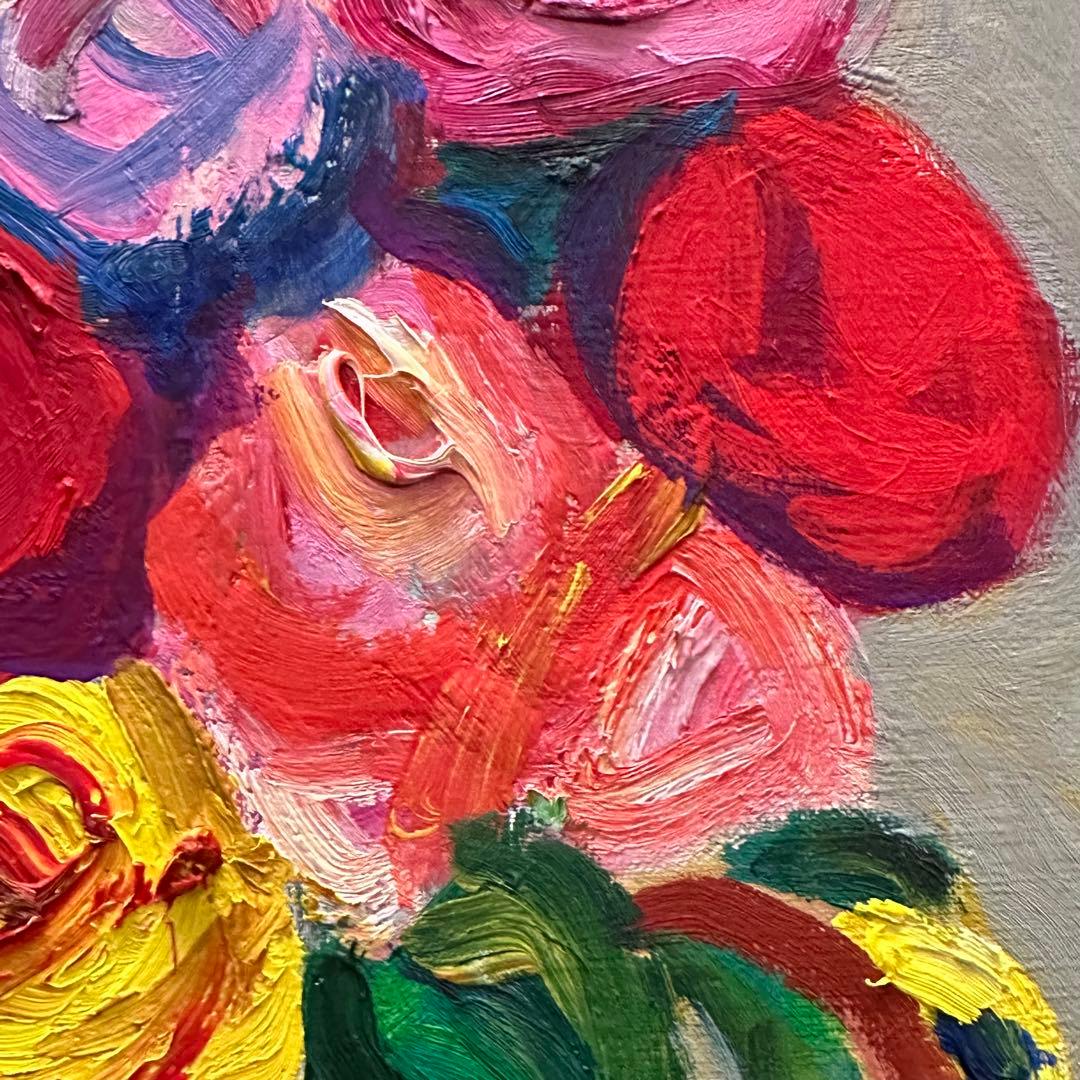 2114様感謝 ‼️村田省蔵「 薔薇 」肉筆油彩F6号署名共シール差函