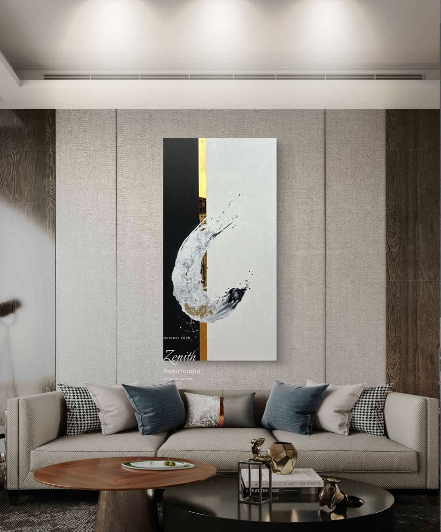 原画/大きい/絵画/アート/抽象画/モダン/ホテル/ブラック/ホワイト/ゴールド