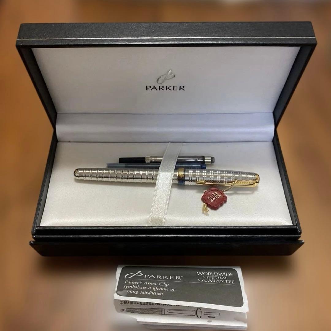 Parker シルバー万年筆　パーカー　ソネット plaque argent