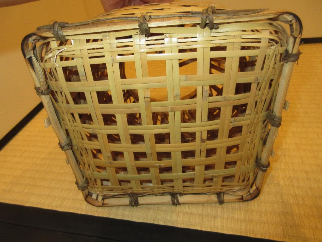 送料込【逢絢亭・新品】茶道具 花入 花籠 本宗全籠 竹手 木地 紙箱入り