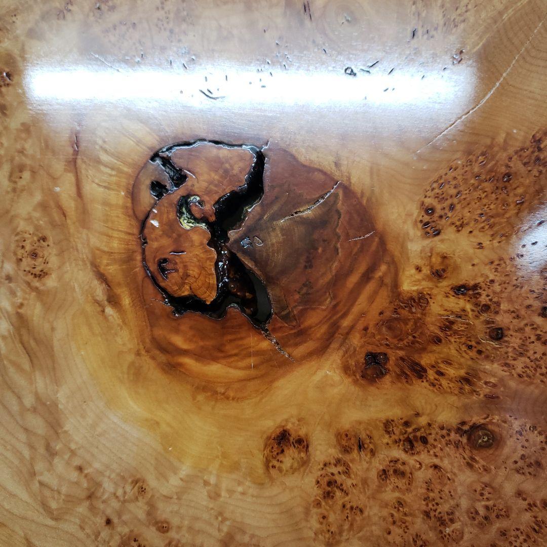 蔵出し特価花梨こぶ玉杢花台　木製円形テーブル ５８×４２×５cm