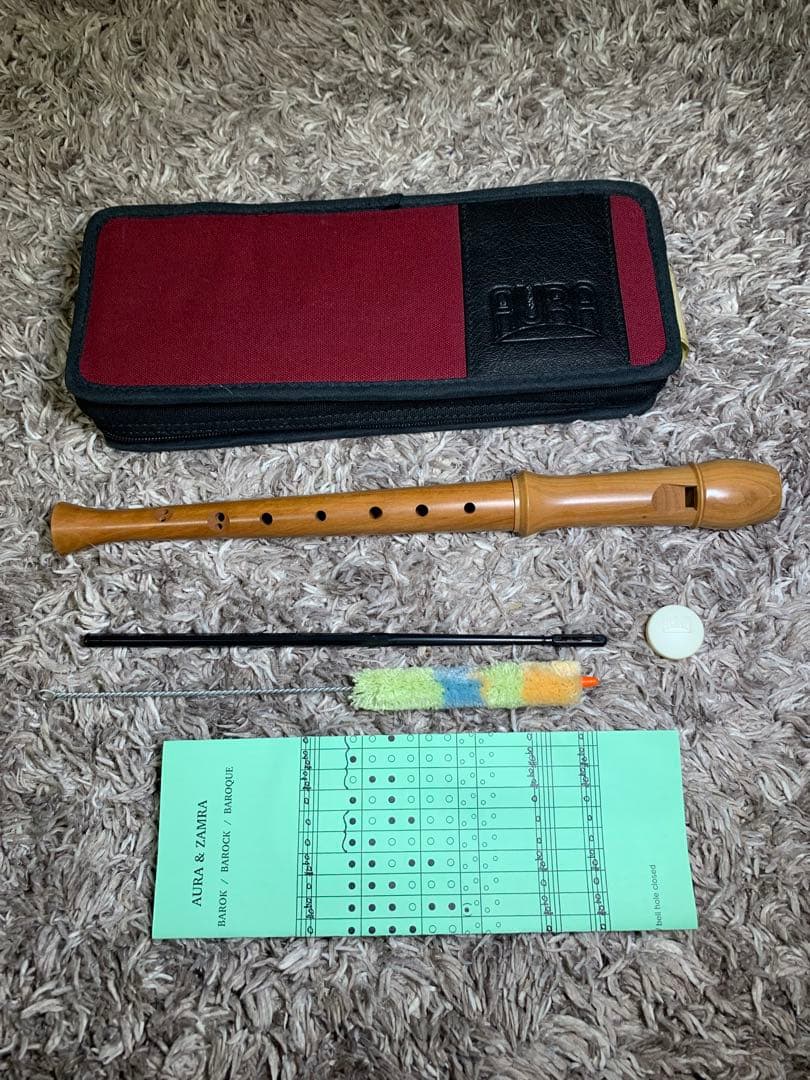AURA ソプラノリコーダー　美品　木製　ケース・付属品付き　オランダ製　S1K
