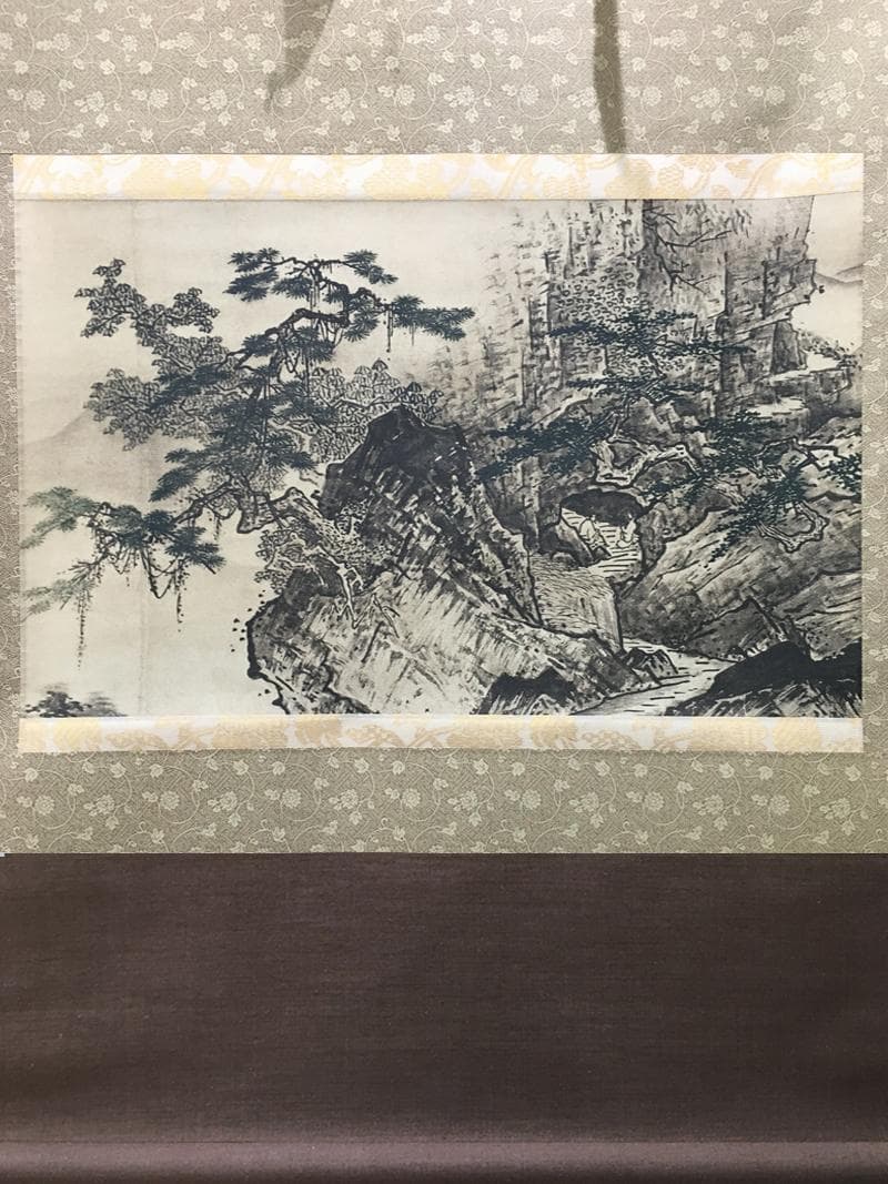 2025_特！年最安！雪舟筆 四季山水図 夏景図 ぎょうせい謹 掛軸 茶掛