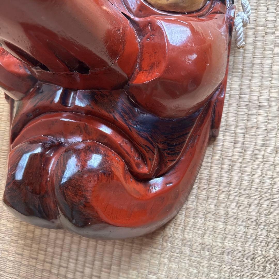 超大型　天狗お面　木彫　アンティーク　壁掛　工芸品　魔除け　縁起物　骨董　守神