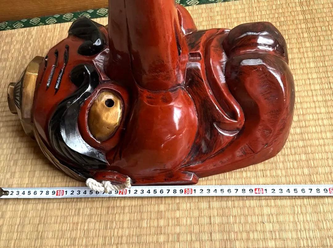 超大型　天狗お面　木彫　アンティーク　壁掛　工芸品　魔除け　縁起物　骨董　守神