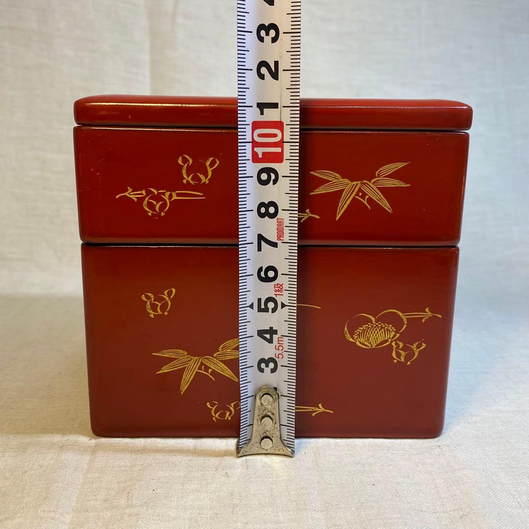 輪島塗　弁当箱　重箱　漆器　木製　外箱付　昭和初期　1客⑧