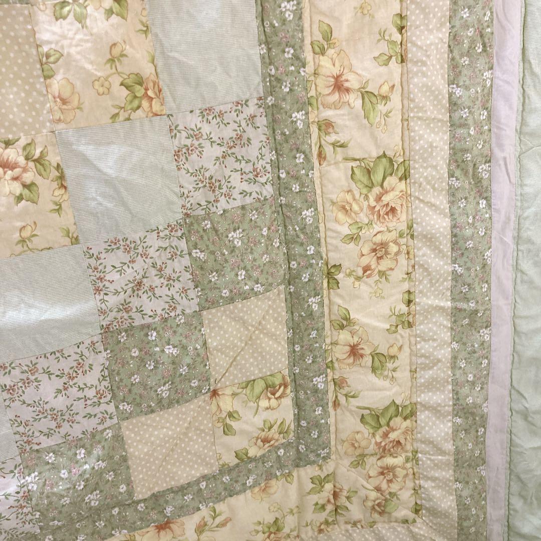 vintage 花柄パッチワークキルト ボタニカル ベッドカバー 掛け布団