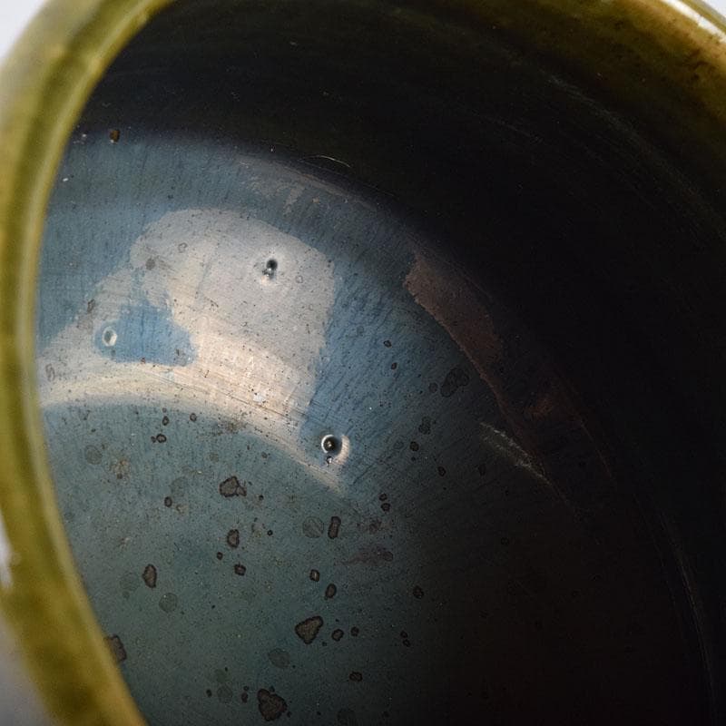 北大路魯山人作　織部焼　青織部　茶碗　黒田陶々庵極め箱　M　R9447