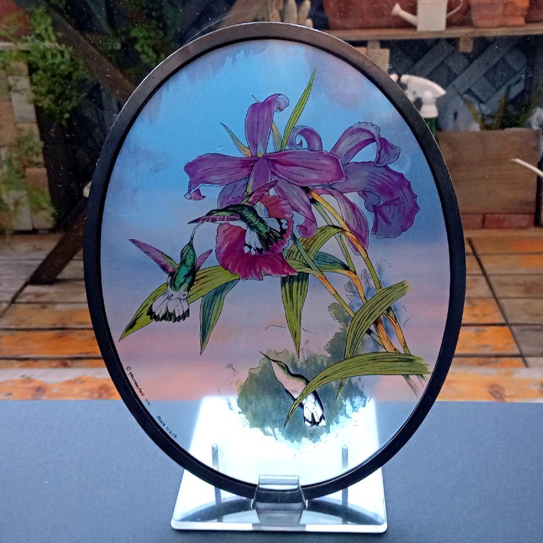 大判ステンドグラス Hummingbird ハミングバードと蘭グラスマスターズ社