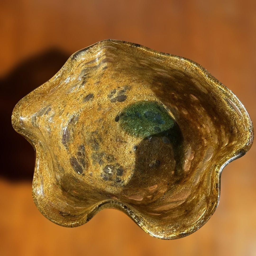 稲嶺盛吉.深皿.茶泡ガラス.未使用品.刻印なし