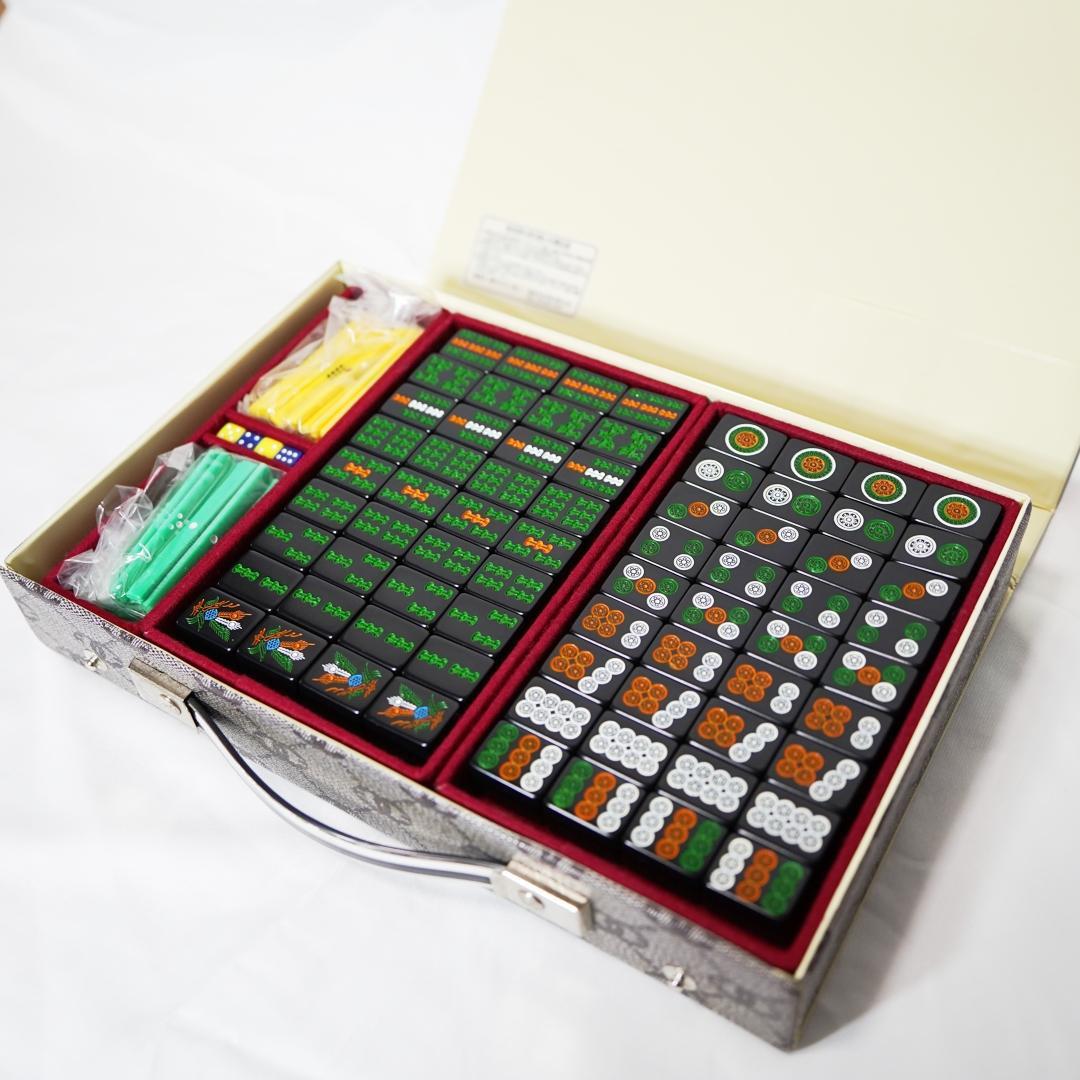 麻雀牌 ミズノ丸一 黒牌／廃盤・極レア品／昭和レトロ／美品　点棒　サイコロ