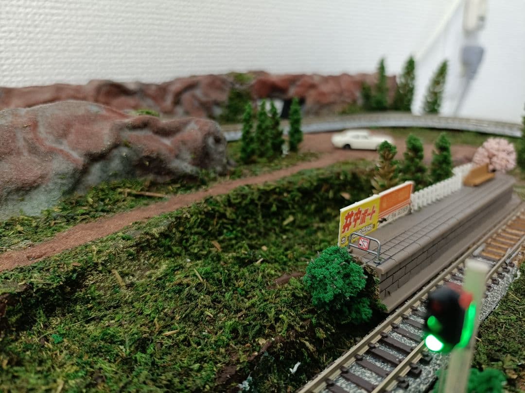 Nゲージ ジオラマ レイアウト 信号機付 卓上サイズ ストラクチャ付き