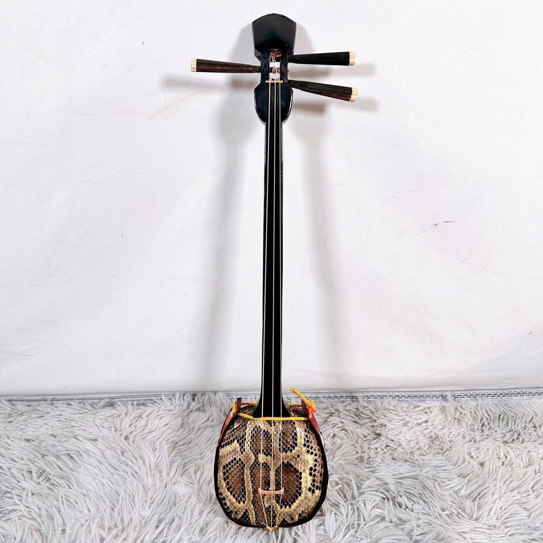 【レア】ミニ沖縄三線 三味線　本皮　一枚張り　皮破れなし