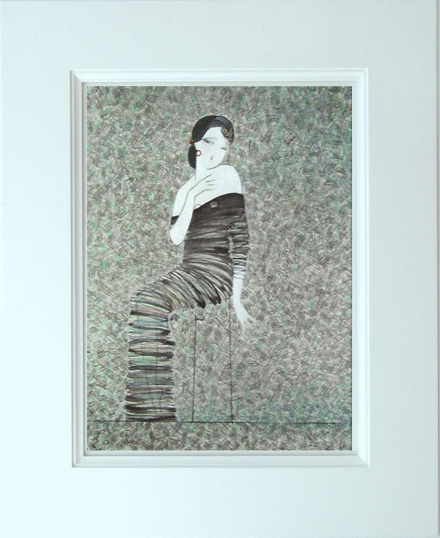 油絵 菅家令子 絵 絵画 インテリア 額付(黒) F6-92023 人物 女性像