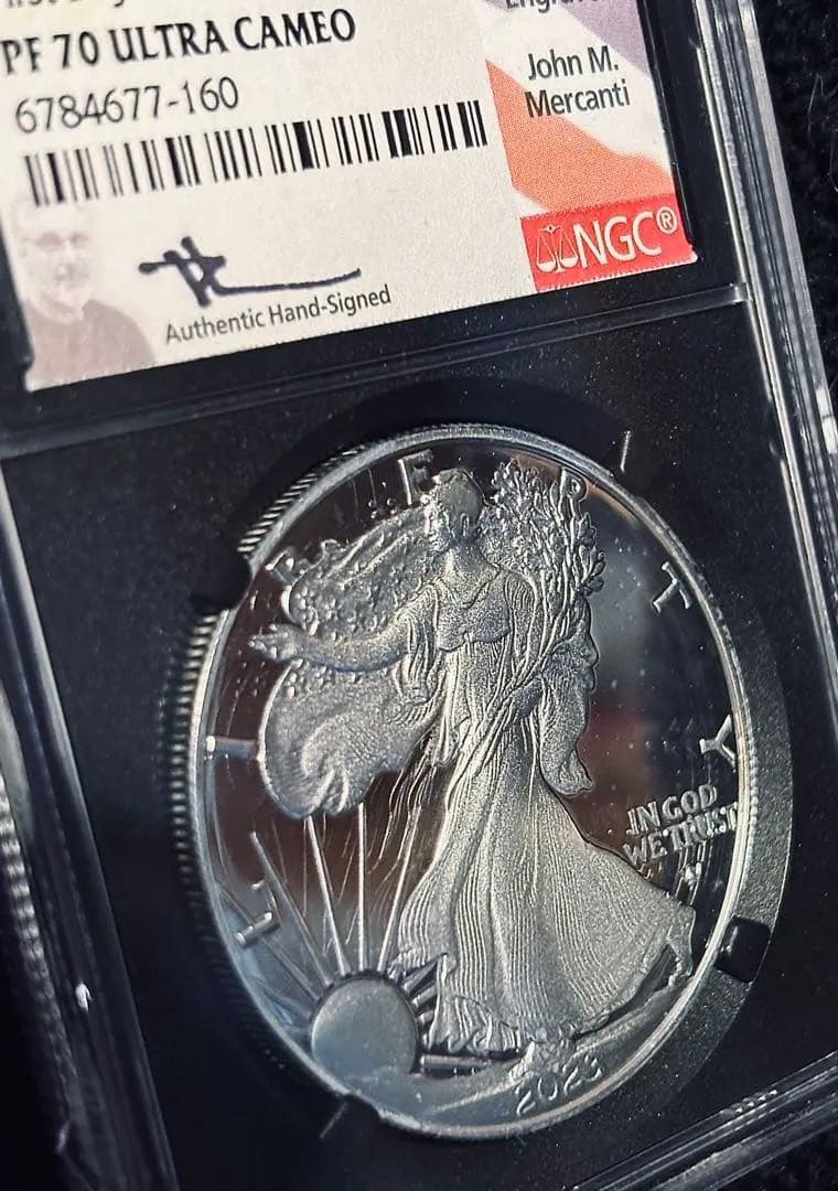 【最高鑑定・初日発行版】2023 アメリカ W イーグル銀貨 メルカンティサイン