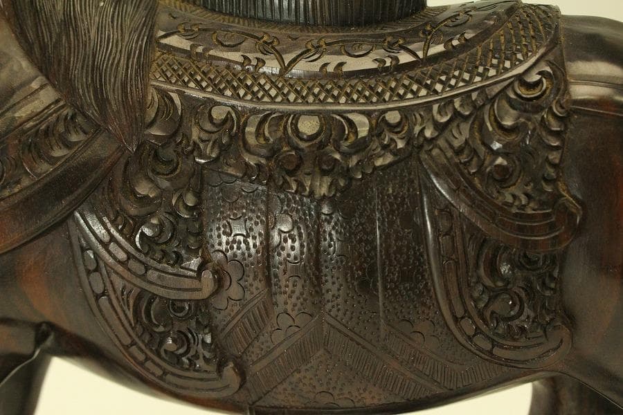 紫檀 彫刻 馬 置物 時代物(A701)