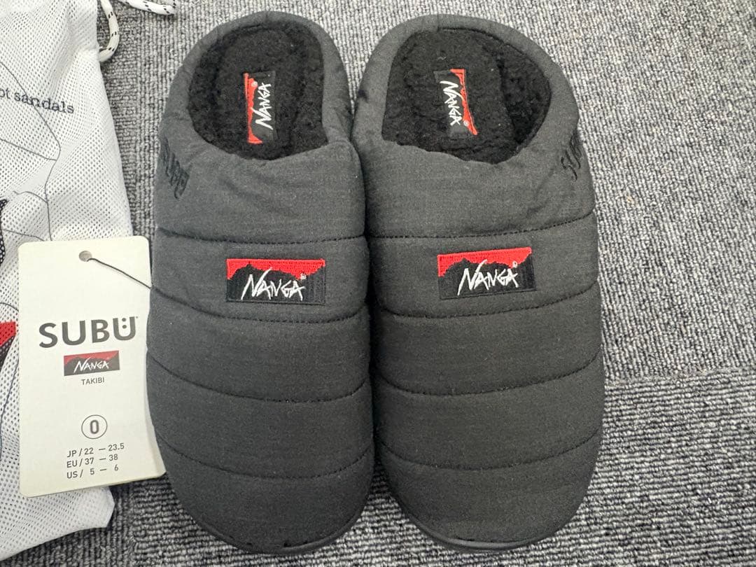 未使用タグ付き　ナンガ スブ タキビ ウィンター サンダル チャコール サイズ0