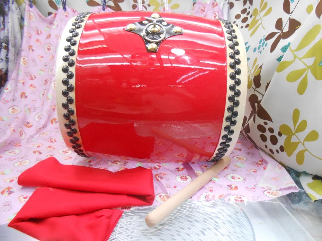 新品未使用(送料無料)26.500円エイサー大太鼓36cm サージ/モス布撥付き