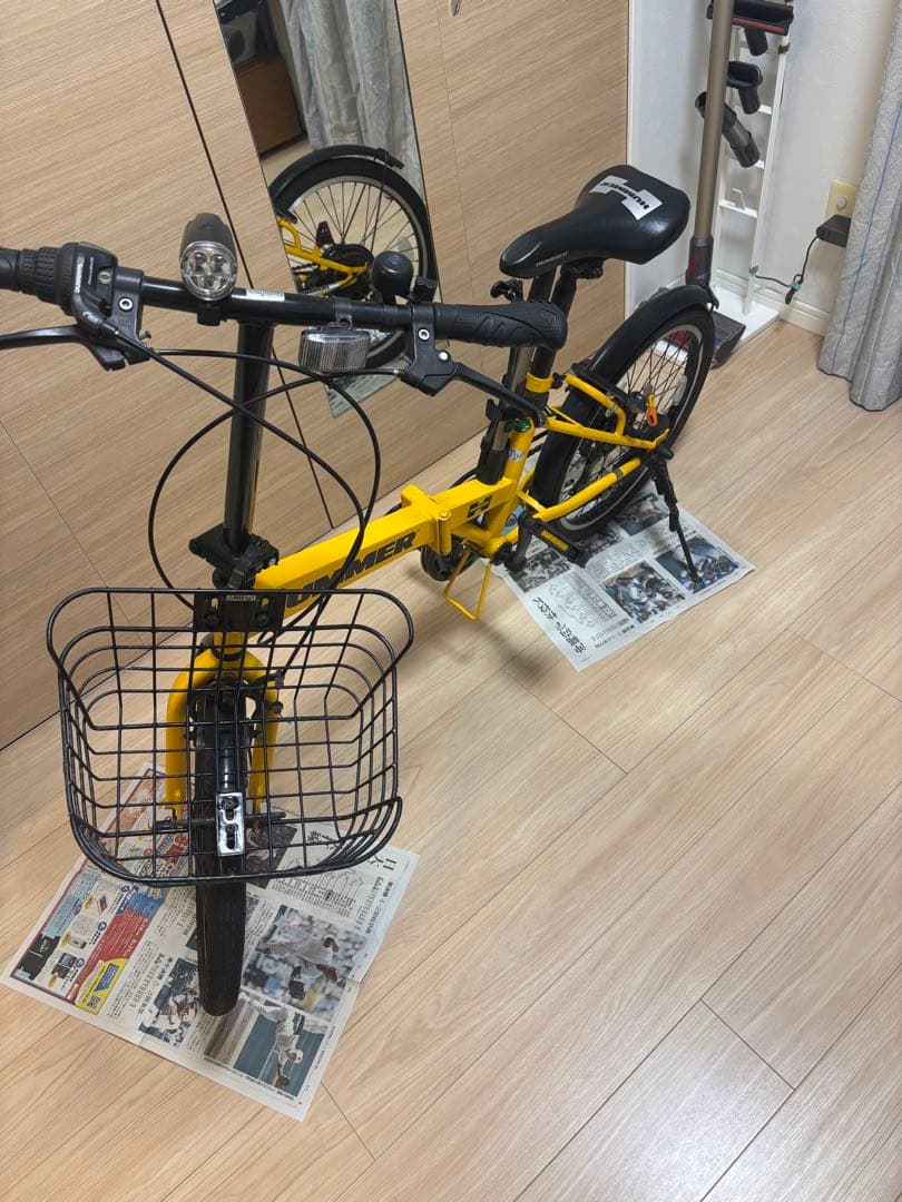 福岡限定　HUMMER 折りたたみ自転車 イエロー ノーパンクタイヤ