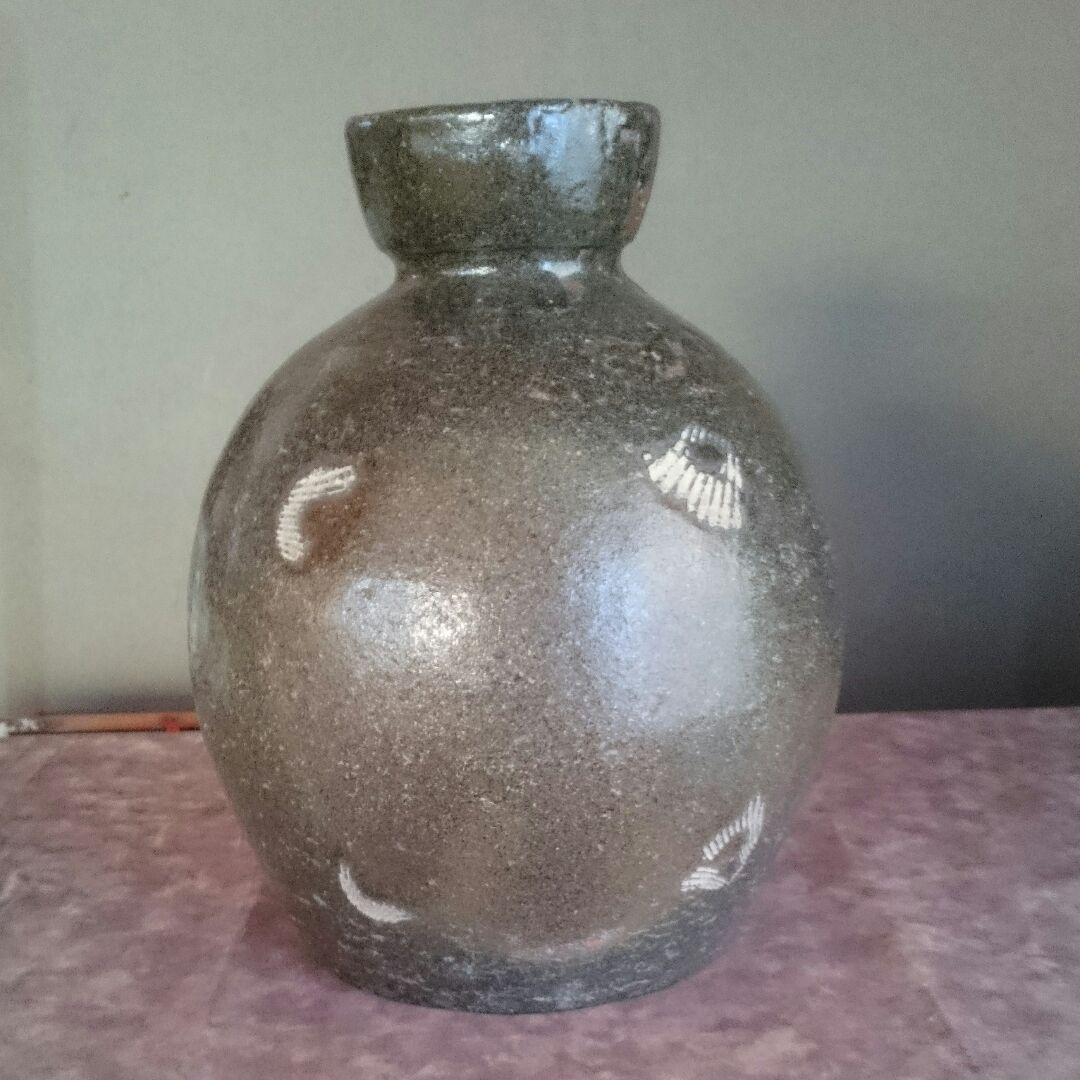 薩摩焼 黒薩摩貝目壺 花瓶 レア 古美術