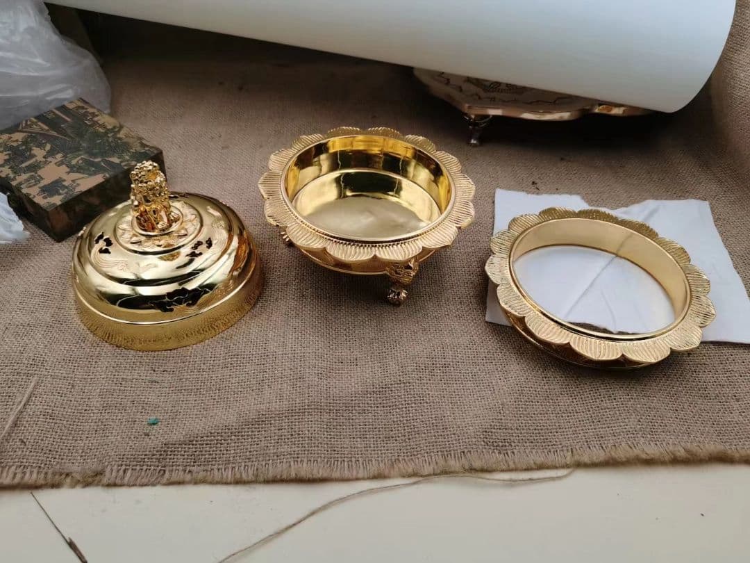 【修縁堂】チベット密教 火舎 メッキ 置物