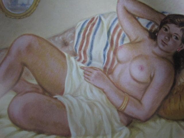 荒谷直之介、【若い裸婦】、希少な大判額装用画集より、新品額装付、状態良好