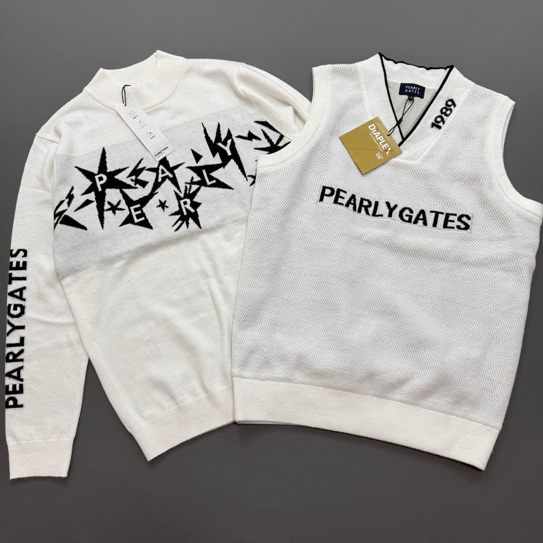 新品未使用✨パーリーゲイツ ツインニット 裏地付きベスト 白 M