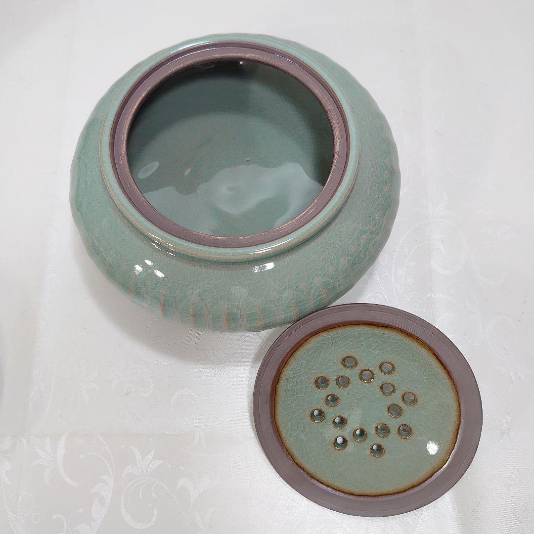 龍泉青磁 徐朝興 香炉 龍泉朝興青瓷苑 中国人間国宝