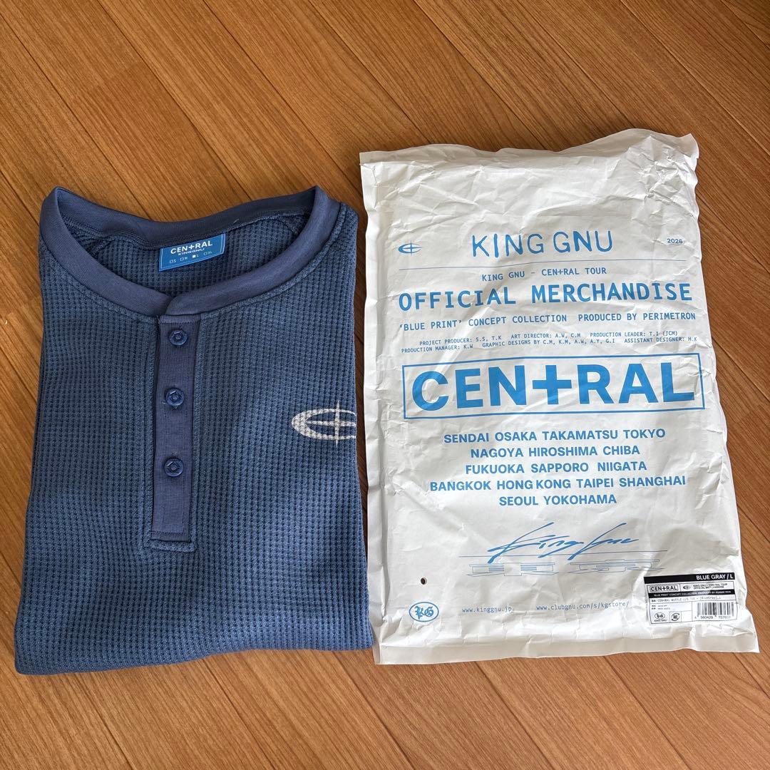KING GNU CEN＋RAL ワッフルTシャツ　Lサイズ　ブルーグレイ