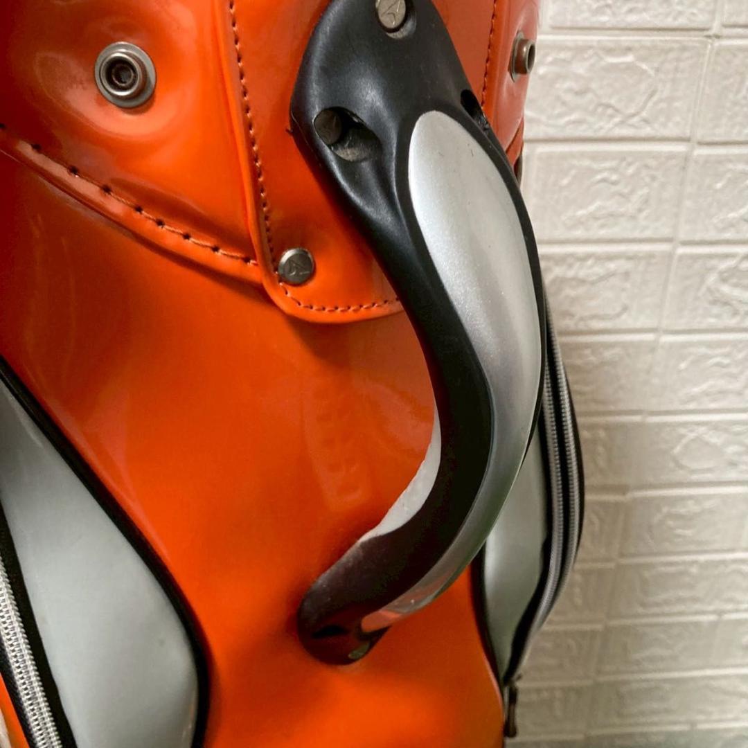 【美品】TOURSTAGE キャディバッグ　ゴルフバッグ　オレンジ　フード付