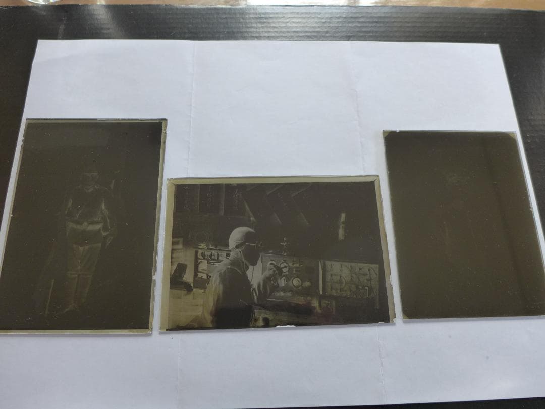 珍品　時代物　戦前　上海事変頃？陸軍　新野部隊通信隊員？　ガラス乾板3点　ネガ